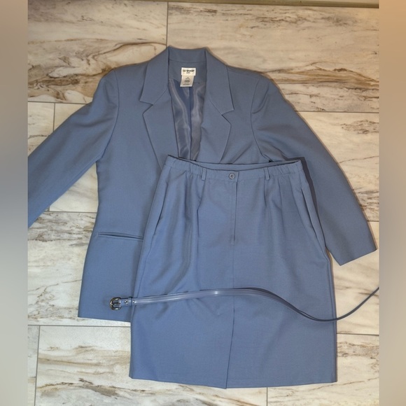 Liz Baker Petite Light Blue Skirt Suit Set – Size 12P & 14P - Picture 1 of 12